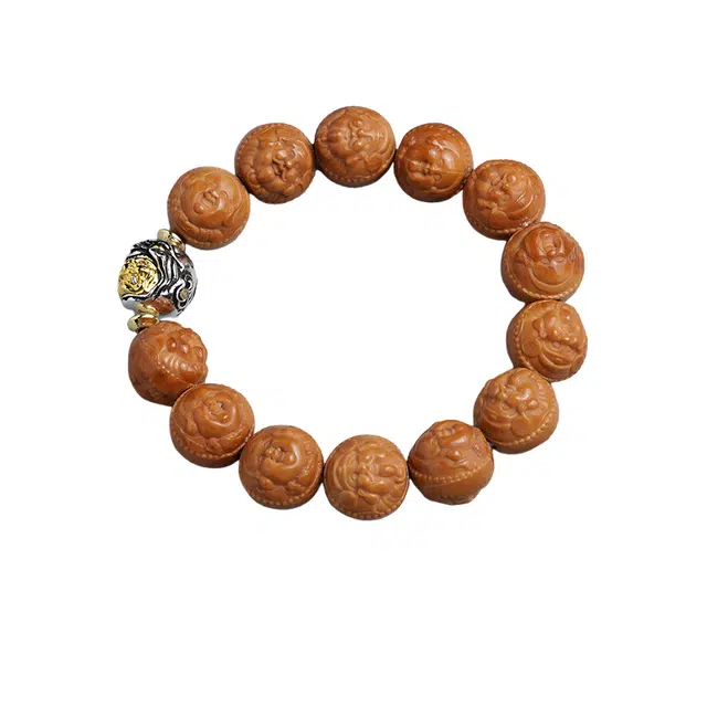 茂琼 新中式国潮小众复古文玩念珠盘玩高端单圈文玩佛珠精工雕刻时尚百搭高级精致文玩盘玩念珠#好运 猴头核桃 手串 男女同款情侣款