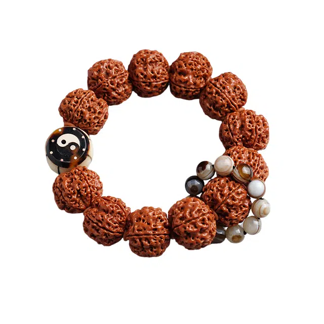 茂琼 新中式国潮复古典雅气质文玩原籽精品红皮五瓣满肉佛珠文玩时尚百搭高级文玩盘玩念珠#好运 金刚菩提 手串 男款