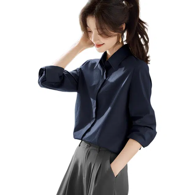 沫晗依美 挺括轻职场透气长袖衬衫 女款