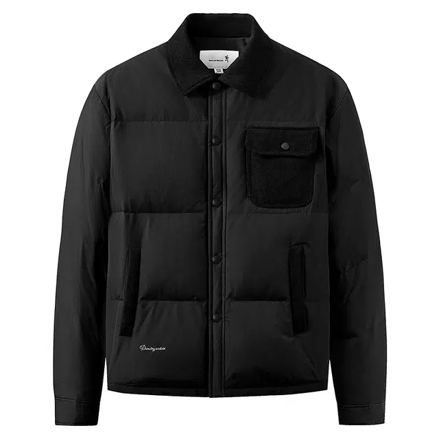 与狼共舞 石墨烯锁温蓄暖科技 灯芯绒拼接衬衫式时尚绗缝高充绒保暖轻工装翻领羽绒服 男款