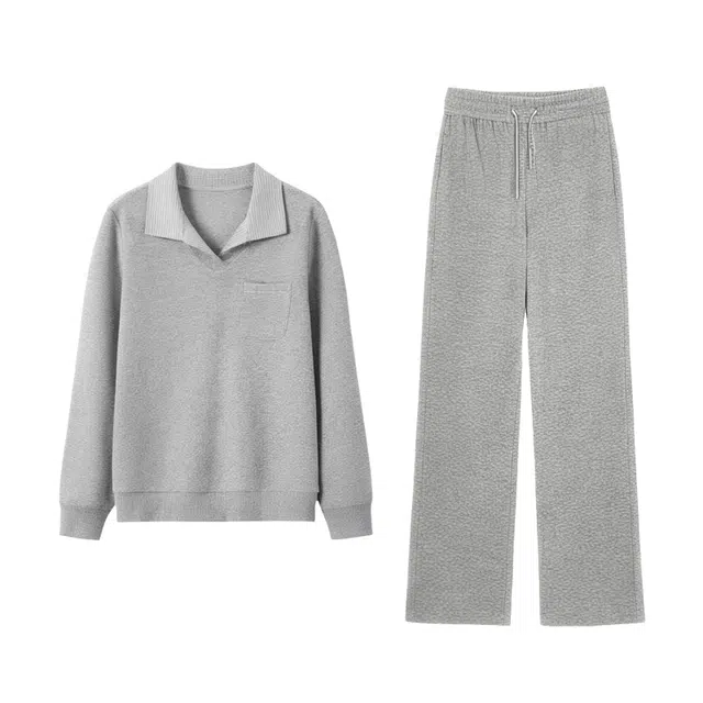 潞优野 时尚简约减龄假两件卫衣两件套女秋季阔腿裤休闲套装 女款