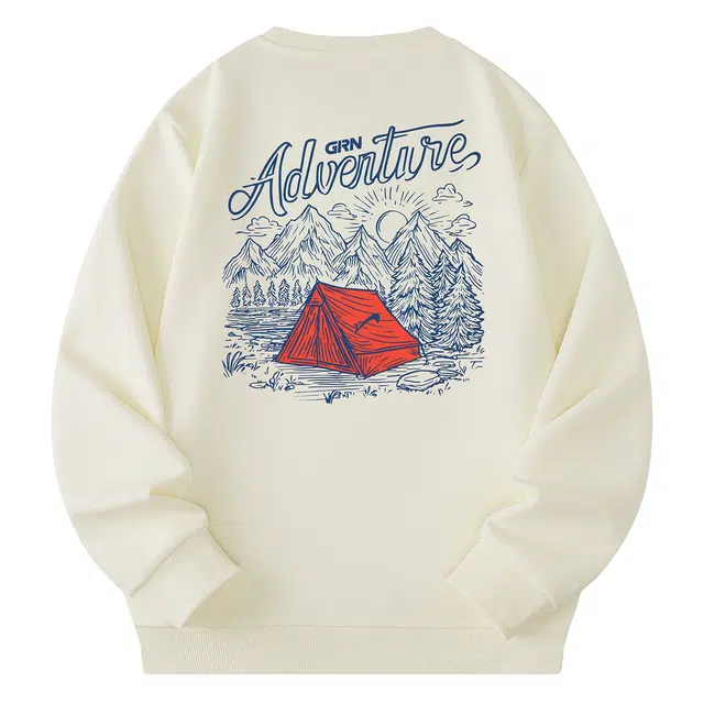 贵人鸟 生活系列 创意百搭露营美式印花宽松休闲针织棉质亲肤套头圆领卫衣 男女同款