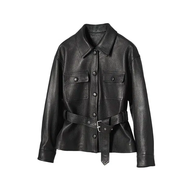 佐塞斯 高端品质轻奢真皮外套小个子绵羊皮短款修身收腰皮夹克皮衣 女款