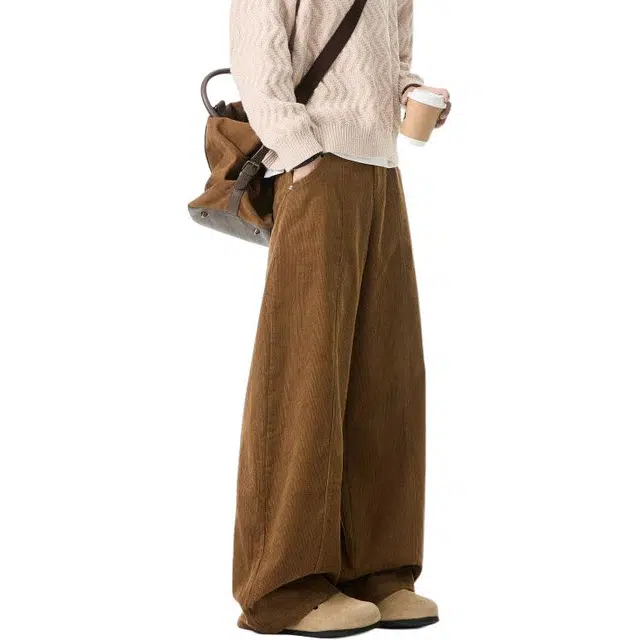 童先森 美式灯芯绒气球裤男秋冬季潮牌宽松百搭复古直筒阔腿裤子休闲裤 男款