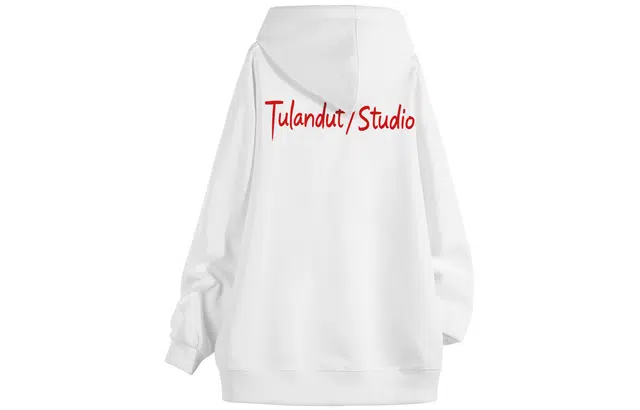 图兰朵 美式高街宽松复古套头植绒字母设计日常通勤休闲运动百搭连帽卫衣 男女同款