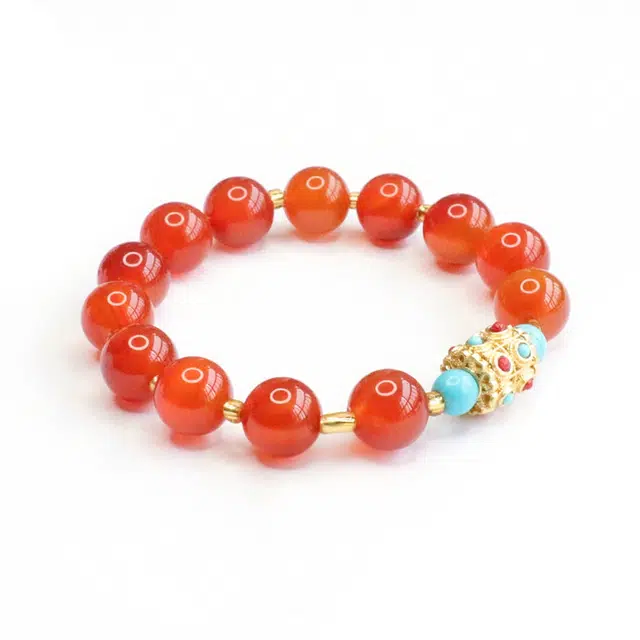 琉堇 好事莲莲 新中式 招财进宝 考试考研上岸转运珠 古风轻奢小众设计佛珠天然 玛瑙 手串 女款