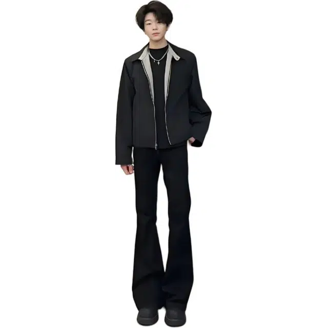 唐启 秋季美式高个子加长裤子修身窄版直筒裤弯刀微喇牛仔裤 男女同款