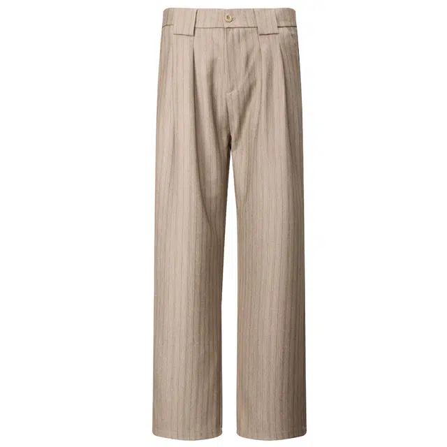 米素力 复古条纹宽松简约中腰休闲裤 男女同款