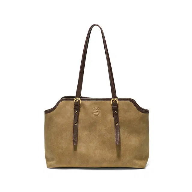 西木汀 回忆沙漠 小众品牌设计高级感复古简约百搭通勤时尚托特包 牛皮 手提单肩包 常规 女款 暖驼棕