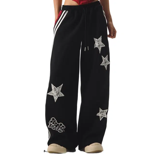 苏九儿 美式星星蕾丝刺绣撞色运动休闲裤 女款