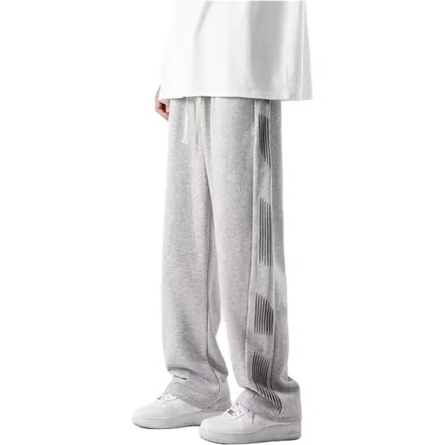 马员外 美式直筒运动纯色休闲裤 男女同款