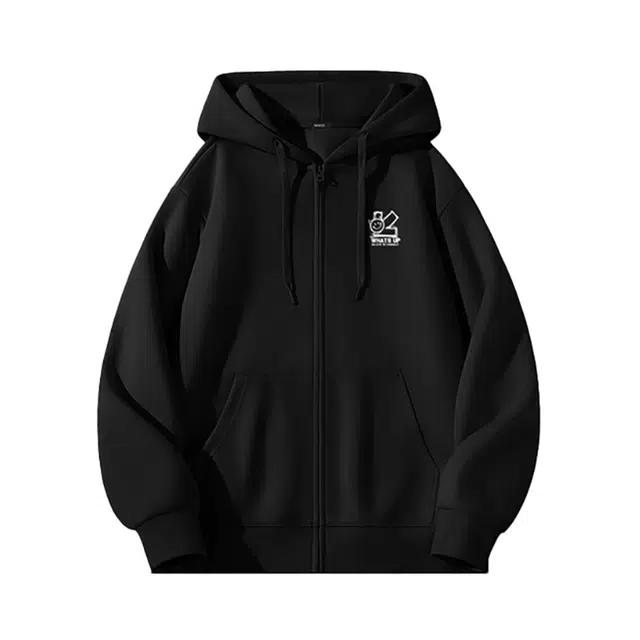 莫代尔 秋冬个性嘻哈风显瘦设计感柔软加厚连帽拉链卫衣打底衣 男女同款