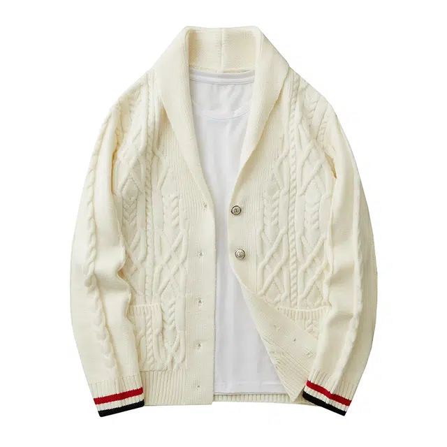 百胜狐 百胜狐秋冬季纽扣高级感定织开衫休闲舒适外套针织衫 男款