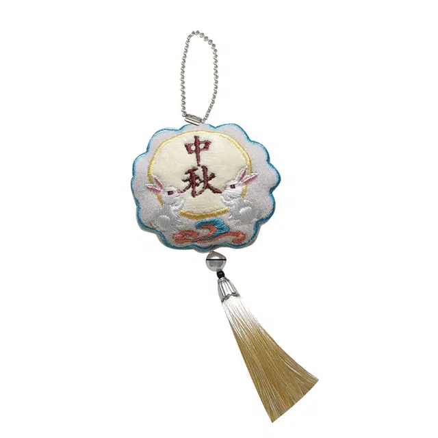 心水好物 可爱月饼造型绣线流苏挂饰图案国风汉服配饰包包传统装饰 毛绒 挂件 男女同款情侣款