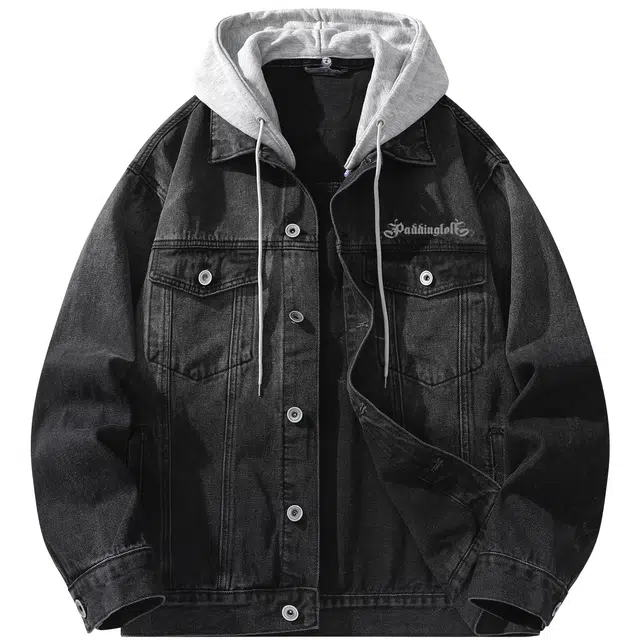 帕丁顿熊 美式高街复古十字架宽松防风休闲水洗做旧牛仔外套 男女同款