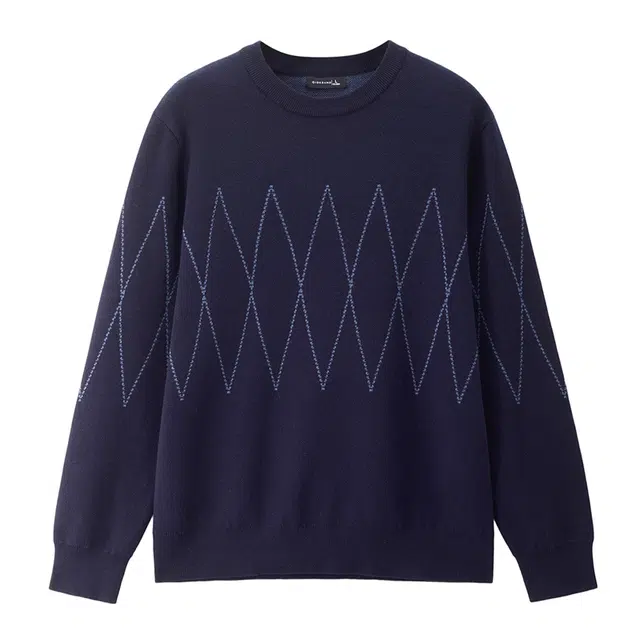 佐丹奴 纯棉撞色几何图案线条圆领针织衫 男款