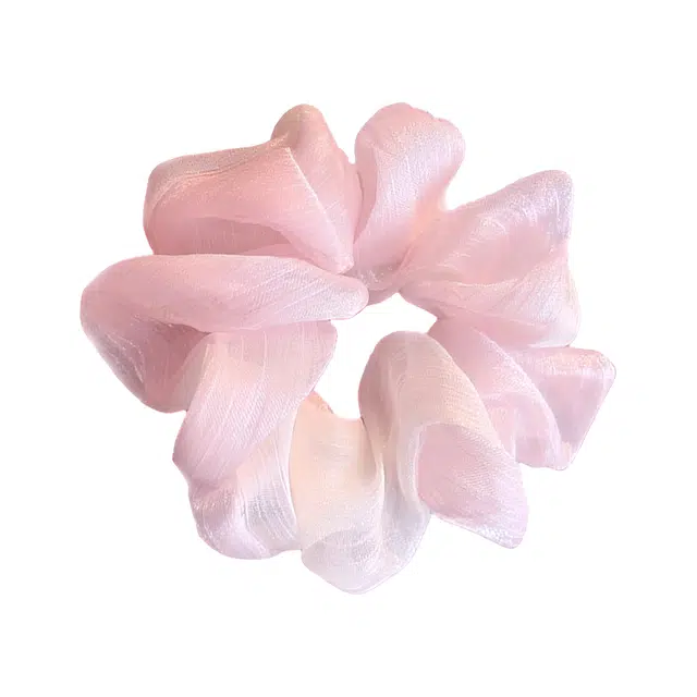 前方大荒野 流光渐变大肠圈樱粉白甜美可爱少女心温柔迷人精致日常百搭扎马尾#好运 棉麻 发圈 女款