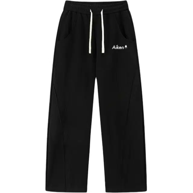 爱肯 潮牌斜切螺纹拼接弯刀裤设计纯色基础款高品质无性别主义穿搭简约舒适亲肤宽松百搭日常通勤阔腿休闲裤 男女同款