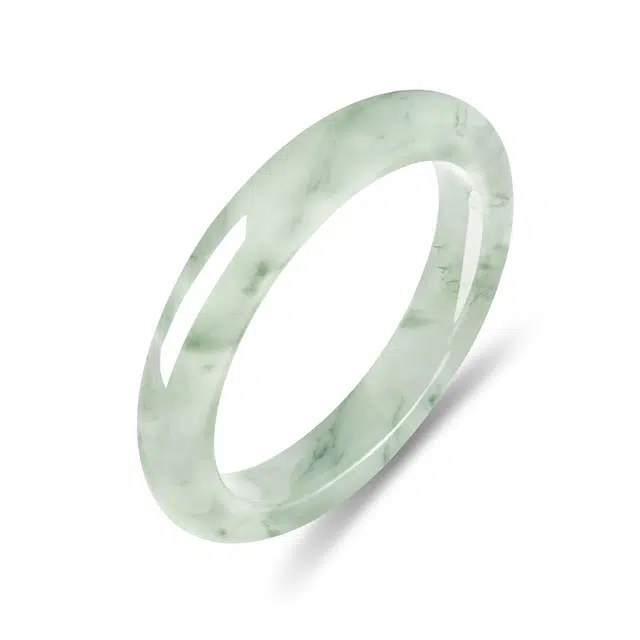 【甄选品质多翠】 珍·尚银 中国黄金 山水墨染意境翠色贵妃镯平安镯 旗袍汉服百搭新中式玉镯 小众轻奢礼盒装 天山翠 手镯 女款