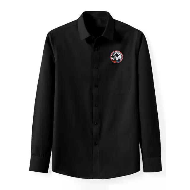 范索米 极简轻奢风海岛风景徽章商务休闲通勤男士长袖纯色衬衫 男款