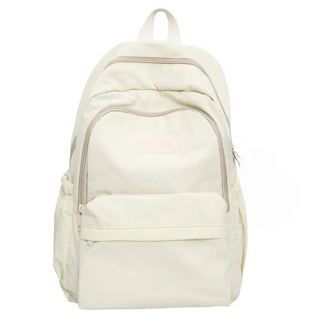 南潇湘 纯色字母休闲百搭精美质感旅行潮流背包初高中大学上课 尼龙 双肩包 大号 男女同款情侣款 多色