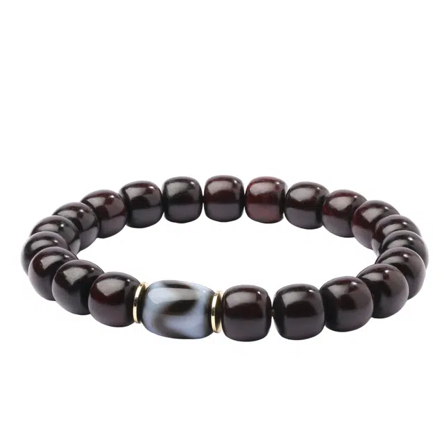 三檀小舍 国风国潮新中式 虎牙天珠招财转运守护 文玩盘玩绕指柔礼盒#好运 紫檀属 手串 男女同款情侣款