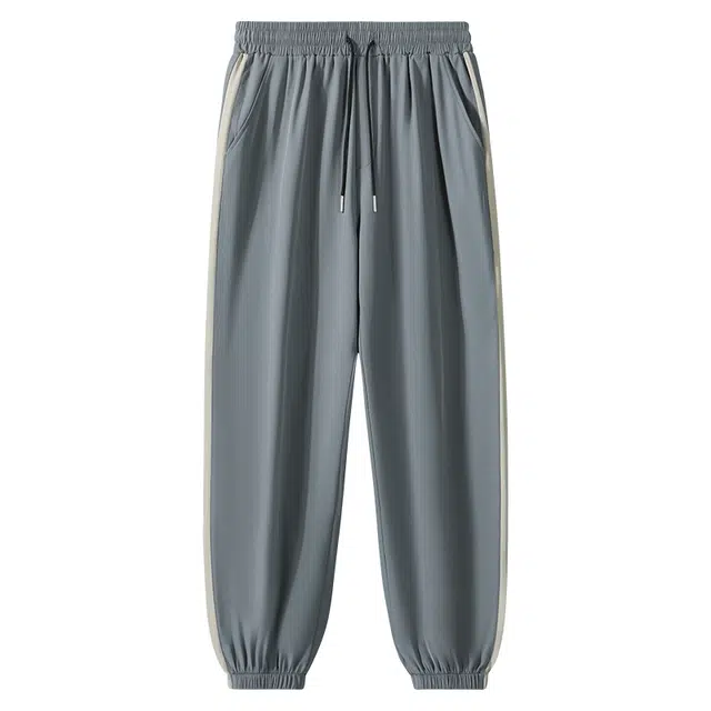 海尔斯 户外侧边条纹中腰宽松束脚系带休闲裤 男女同款