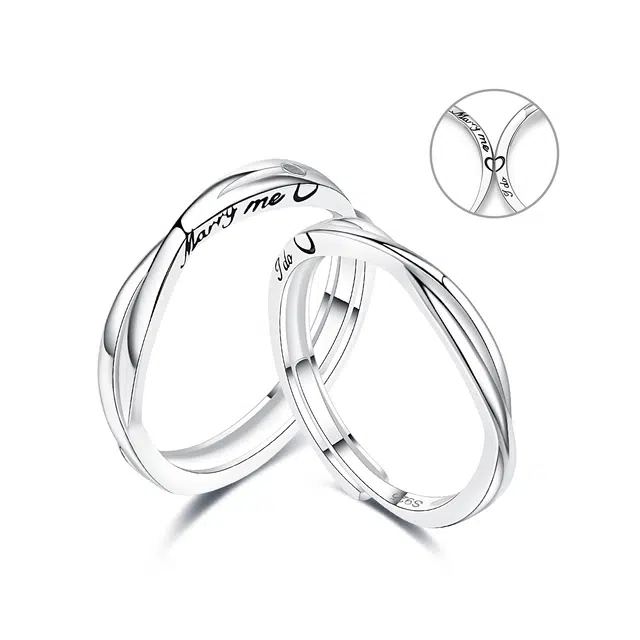 零误差 心有灵犀磁吸对戒 浪漫法式轻奢交织小众设计感素圈可调节指环 足银 戒指 男女同款情侣款