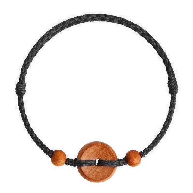 色菲尔 【扣住平安】 本命年 新中式国风平安顺遂美好寓意招财纳福时尚日常通勤学生百搭 桃木 手绳 男女同款情侣款