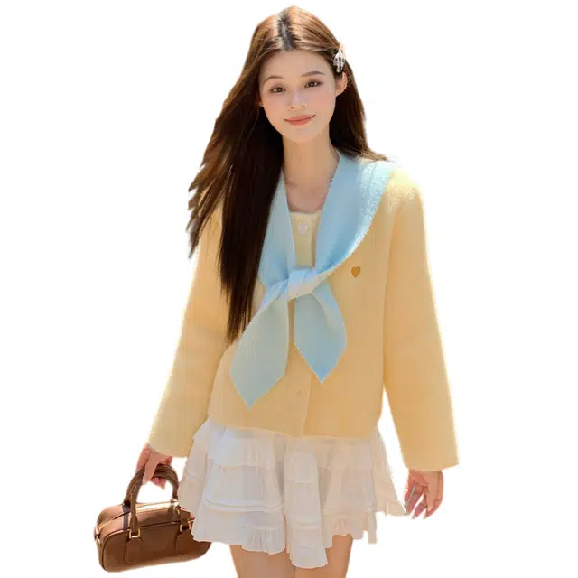 荟萃阁 甜美学院风纯色时尚优雅舒适休闲针织衫 女款