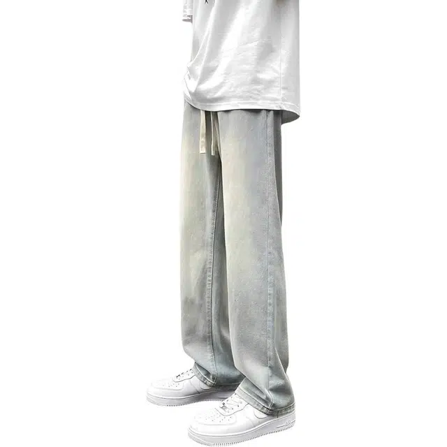 邦固依品 美式男士春秋薄款潮牌高街直筒宽松做旧休闲阔腿长裤子牛仔裤 男款