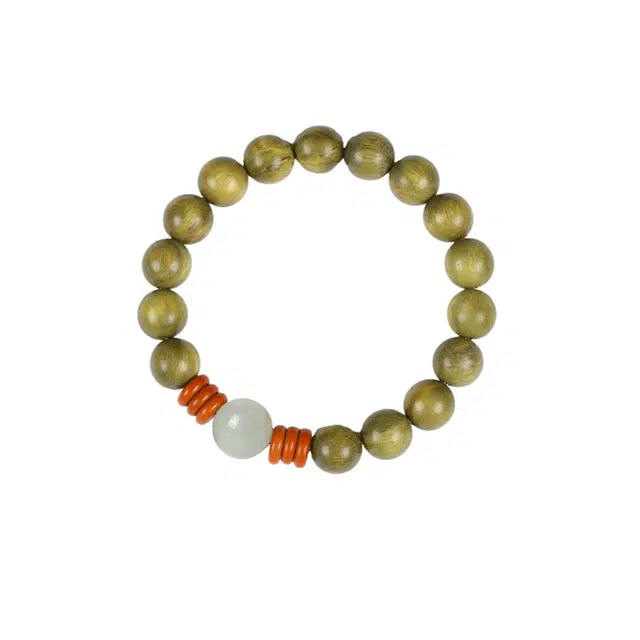 仙园韵 古色古香 平安喜乐 新中式国风复古国潮好运转运盘串文玩 绿檀 手串 男女同款