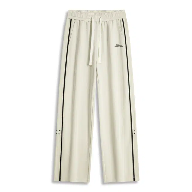 黑恐龙 美式高街潮流字母印花立体纯色侧面线条设计中腰系带简约直筒垂感时尚百搭舒适宽松户外运动日常通勤长裤休闲裤 男女同款