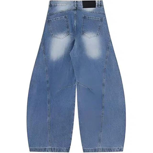 极限涡轮 美式复古高街水洗做旧小众痞帅潮流破洞设计感无性别主义穿搭柔软亲肤时尚宽松休闲百搭阔腿拖地长裤直筒垂感裤子牛仔裤 男女同款