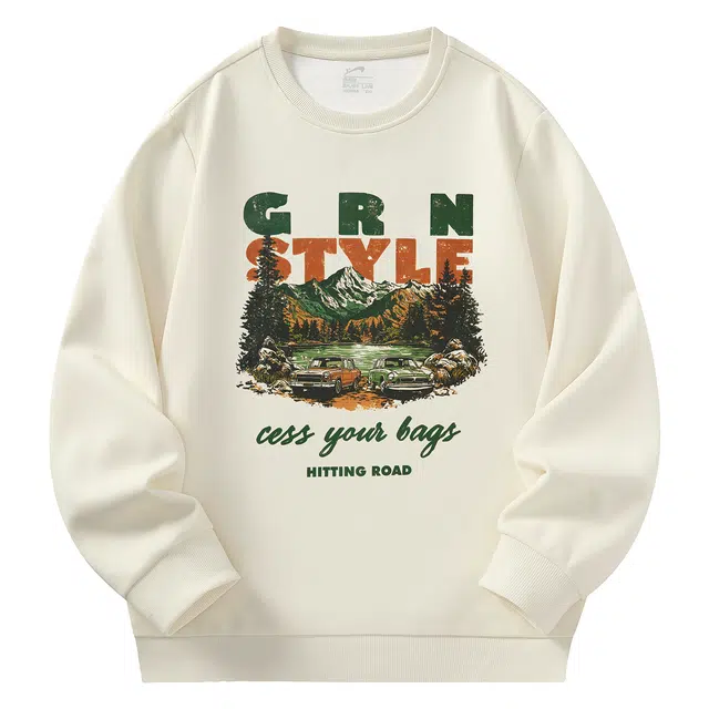 贵人鸟 生活系列 简约美式山系户外印花百搭宽松休闲针织圆领卫衣 男女同款