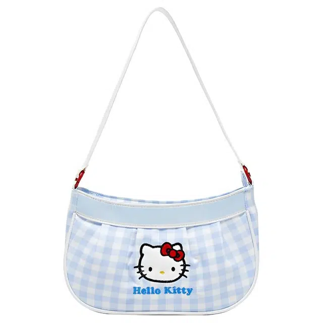 三福 可爱凯蒂猫图案 织物 单肩包 中号 女款 蓝色