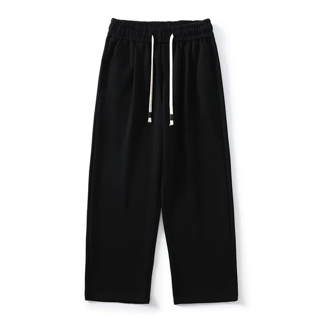 杜克恩 美式重磅珠地棉运动卫裤秋季纯色复古潮流青春活力宽松垂感直筒阔腿休闲裤 男女同款