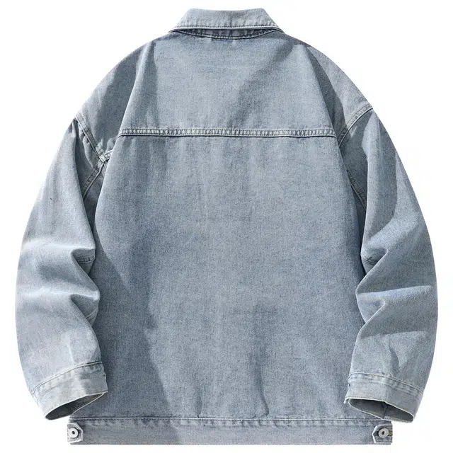 帕丁顿熊 复古学院风日系单排扣水洗基础款简约大口袋工装宽松休闲百搭翻领长袖夹克牛仔外套 男女同款