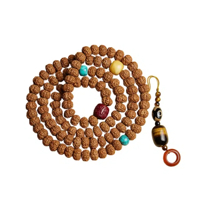 宣华意 藏式时五瓣精品双龙纹爆肉原籽盘玩#好运 金刚菩提 手串 男款