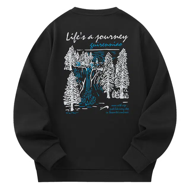 贵人鸟 生活系列 潮流创意山系美式印花百搭宽松休闲亲肤棉质透气针织圆领卫衣 男女同款