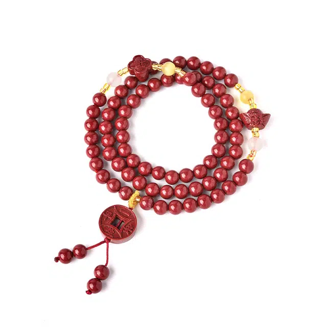 【匠心手作 一生平安】 灵菲 高含量钱币情绪价值 新中式小众文艺高级感财源广进招财转运 #好运 朱砂 手串 男女同款情侣款