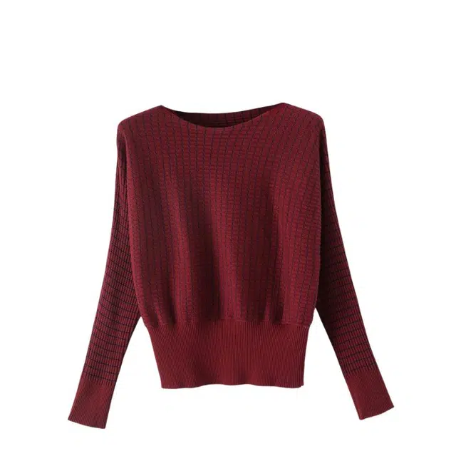 晚白 高弹力打底内搭不扎肤条纹针织衫 女款