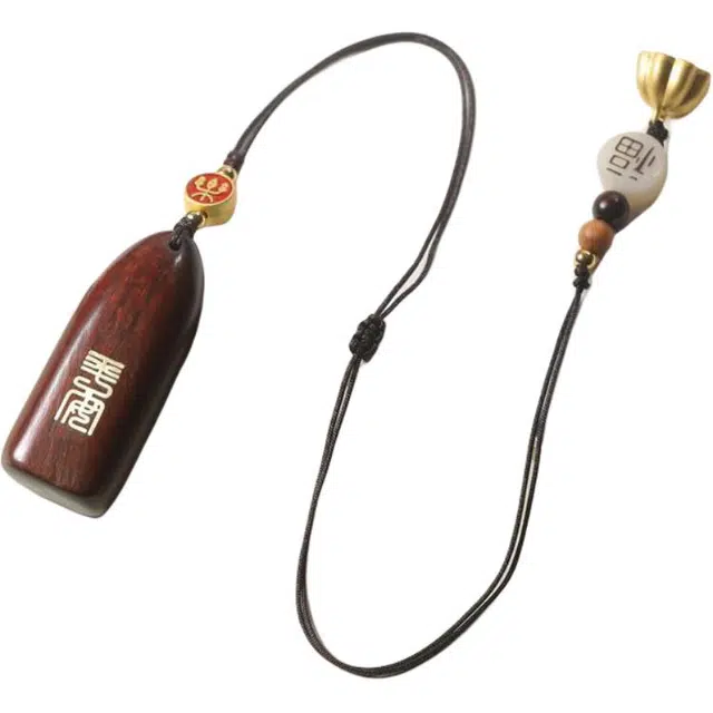 得笙陌 平安无事牌汽车内个性车载后视镜高档复古#好运 紫檀属 挂件 男女同款情侣款