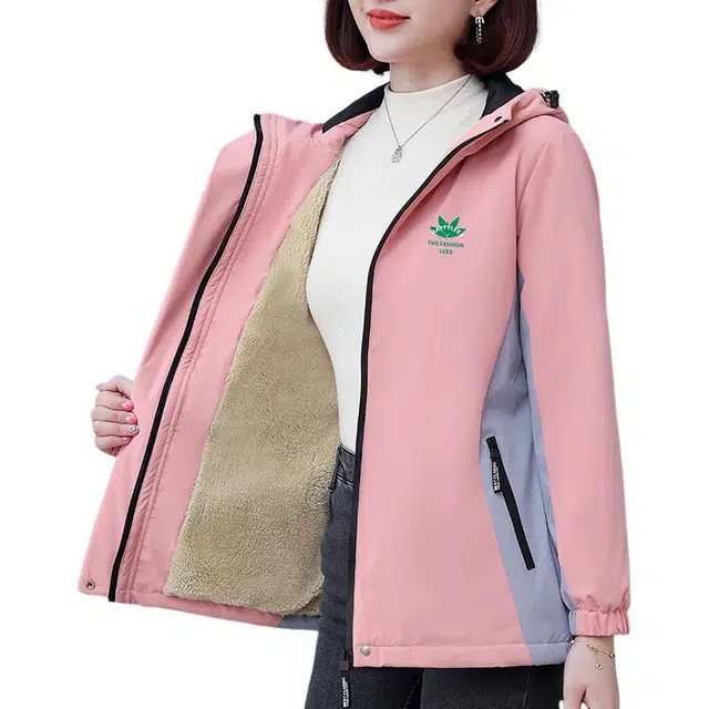 左岸 休闲简约连帽撞色拼接设计防风防水保暖舒适宽松显瘦轻便透气柔软面料百搭时尚上衣外套夹克 女款