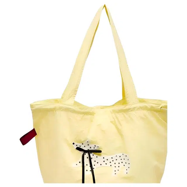 三福 波点可爱小狗装饰 织物 单肩包 中号 女款 黄色