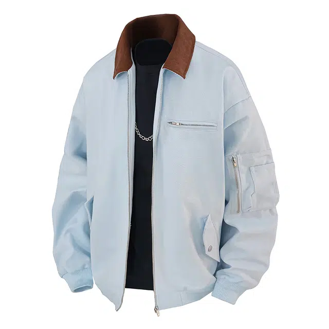 稻草人 户外纯色翻领情侣款休闲宽松潮流工装外套夹克 男女同款