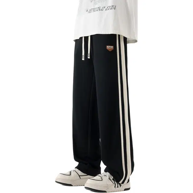 马员外 美式条纹薄款冰丝直筒舒适休闲裤 男款