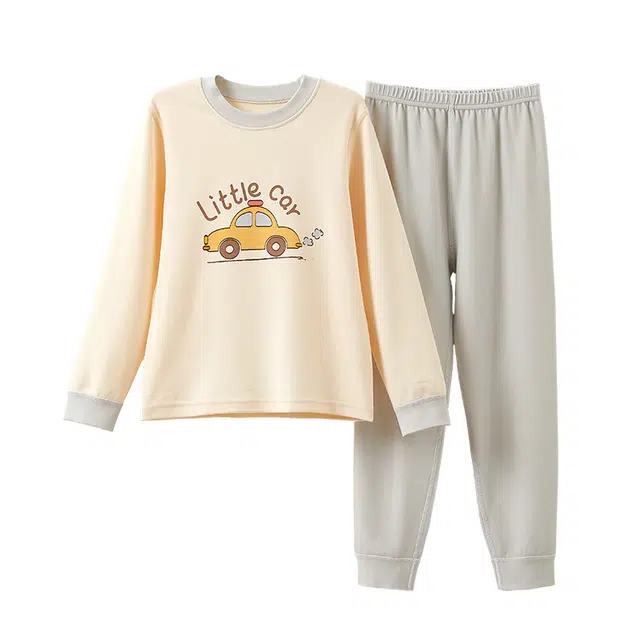 棉奇熊春秋男女孩抗菌内衣套装家居服 保暖莫代尔棉长袖圆领常规韩版套头式长裤儿童款