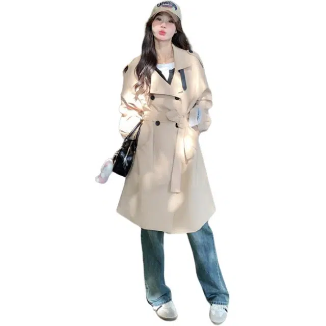 袋鼠 高级小众英伦风中长款外套风衣 女款