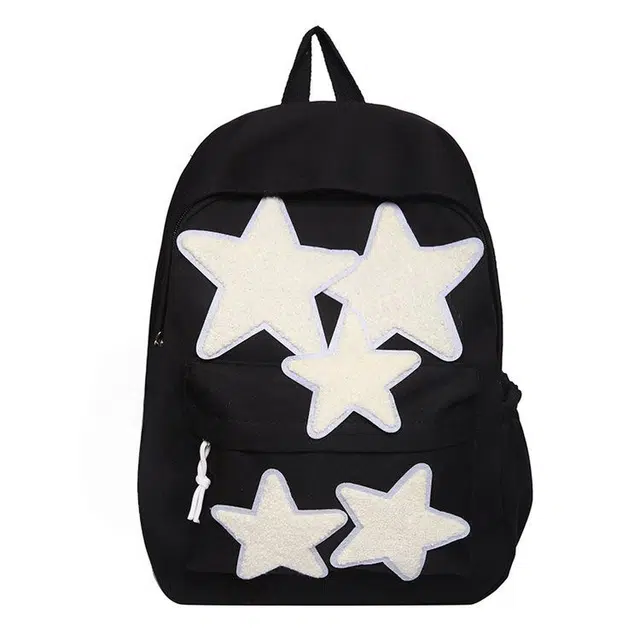 泰格奴 日韩休闲简约通勤时尚百搭小星星背包旅行潮流百搭 尼龙 双肩包 常规 男女同款情侣款 黑色/天蓝色/红色